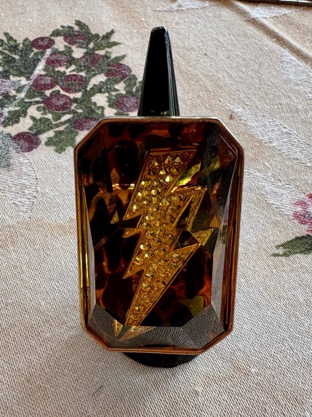 Big Statement Vintage Ring Encased Lightning Bolt with Matching Necklace